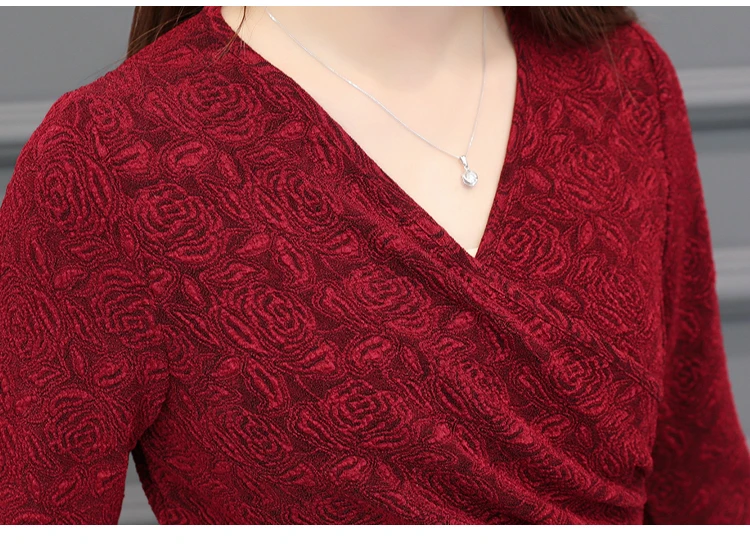 Модные женские блузки 2018 Большие размеры 3XL 4XL 5XL рубашки Длинные рукава V Воротник
