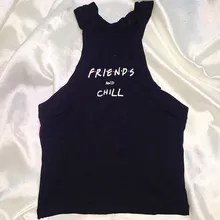 Сексуальные Харадзюку в стиле панк Рок k поп стиль друзья и холодок печатных Танк Обрезанные женские черные облегающие Короткие топы