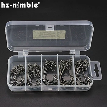 

HZ-NIMBLE Combined Crank Hook Set 50pcs/set Spring Pin Locked Fishing Crank Hooks Group Accessories