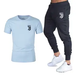 Ювентус новый летний Лидер продаж мужские комплекты футболки + брюки комплекты из двух предметов 2019 Повседневная футболка тренажерные