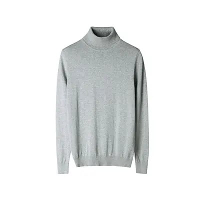 Распродажа мужской свитер с высоким воротом, Мужской пуловер, Осенний Модный стильный свитер, однотонный облегающий вязаный свитер с длинным рукавом - Цвет: Gray