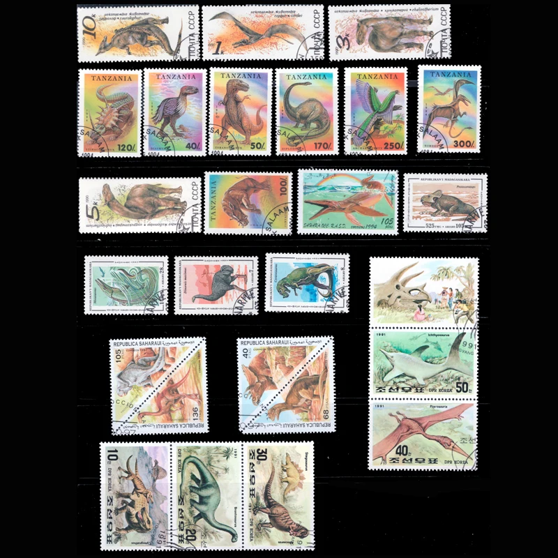50 шт./лот о динозаврах со всего мира используется с почтовыми марками
