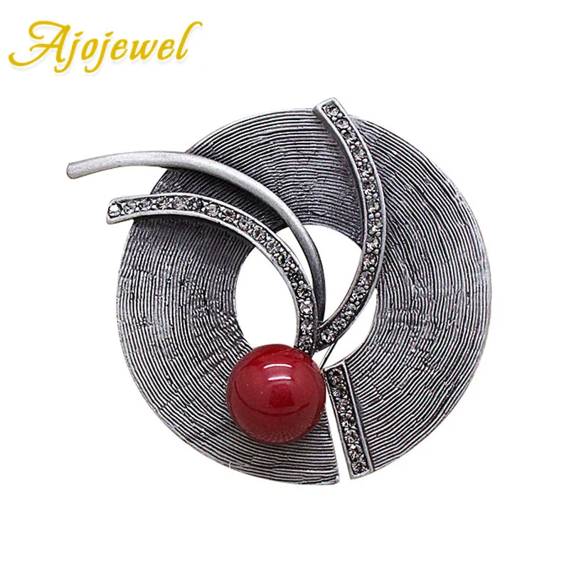

Ajojewel Antique Silver Color Cap/Hat Shaped CZ Vintage Brooches Pins For Women Red/Gray Simulated Pearl Jewelry Gift For Party