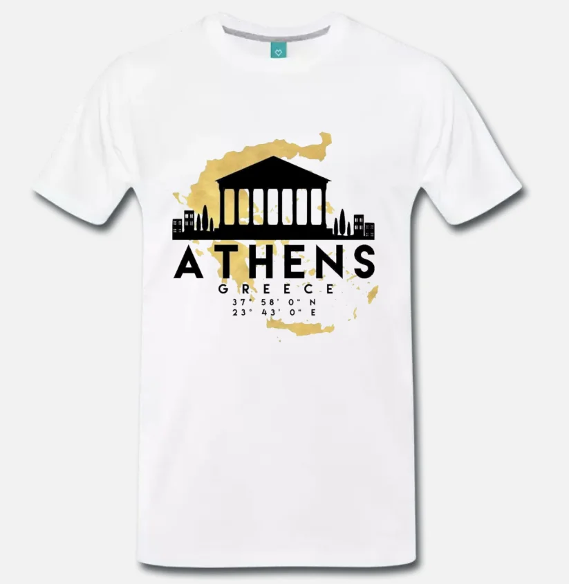 

T-SHIRT SOUVENIR MAPPA ATENE ATHENS GRECIA GREECE 1 - S-M-L-XL-2XL-3XL