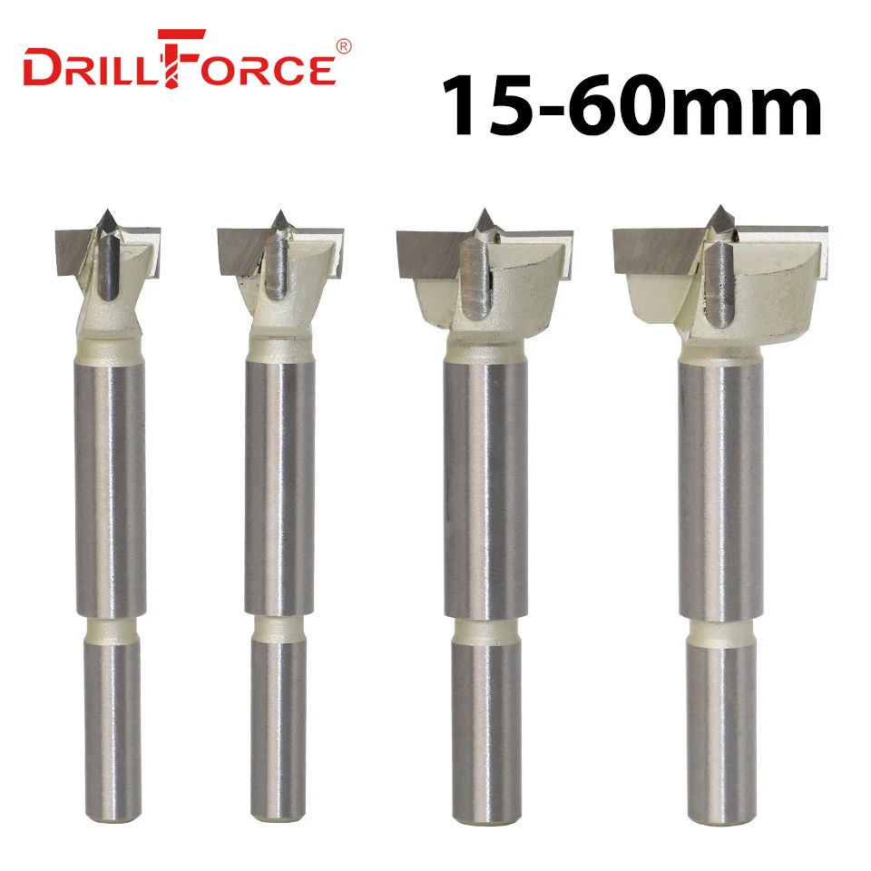 

DRILLFORCE 1PC 15mm-60mm Forstner Tips Woodworking Tools Hole Saw Cutter Hinge Boring Wood Drill Bits Tungsten Carbide Cutter