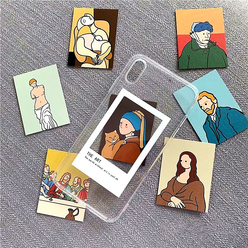 Oil painting card Transparent TPU Phone Case For iphone 11 Pro XS Max X XR 6 6s 7 8 plus vintage photo frame soft case Cover |