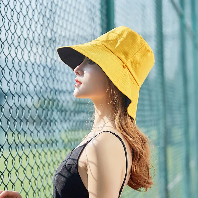 

Summer Double-sided Fisherman's Hat Female Outdoor Sunshade Sunscreen Bucket Cap Ladies Leisure Sun Protection Basin Caps H6844