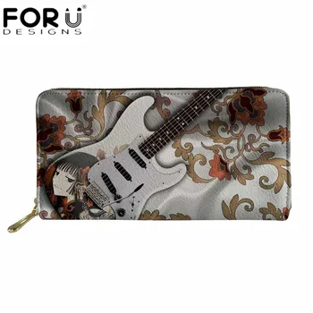 

FORUDESIGNS Fashion Wallets Women Luxury Long Leather Wallet Guitar 3D Print Waterproof Purse for Youth Girls Travel Money Bags