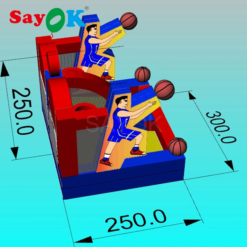 Съемки обручи игры гигантский Надувное баскетбольное кольцо бросать мяч в баскетбольную надувные игры с вентилятором для игровой центр 2 размера