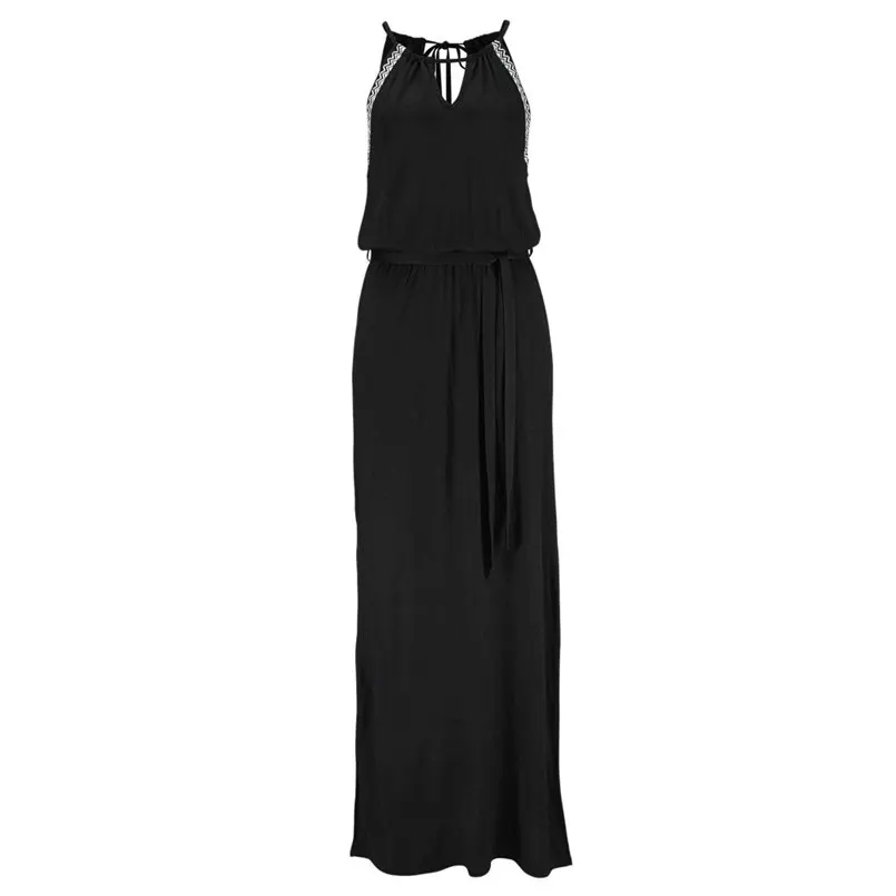 New Fashion Women Summer Sexy Boho Beach Solid Backless Long Maxi Loose Dress Elegant Lady Brief Casual Daily Party Dress #4R10  (11)