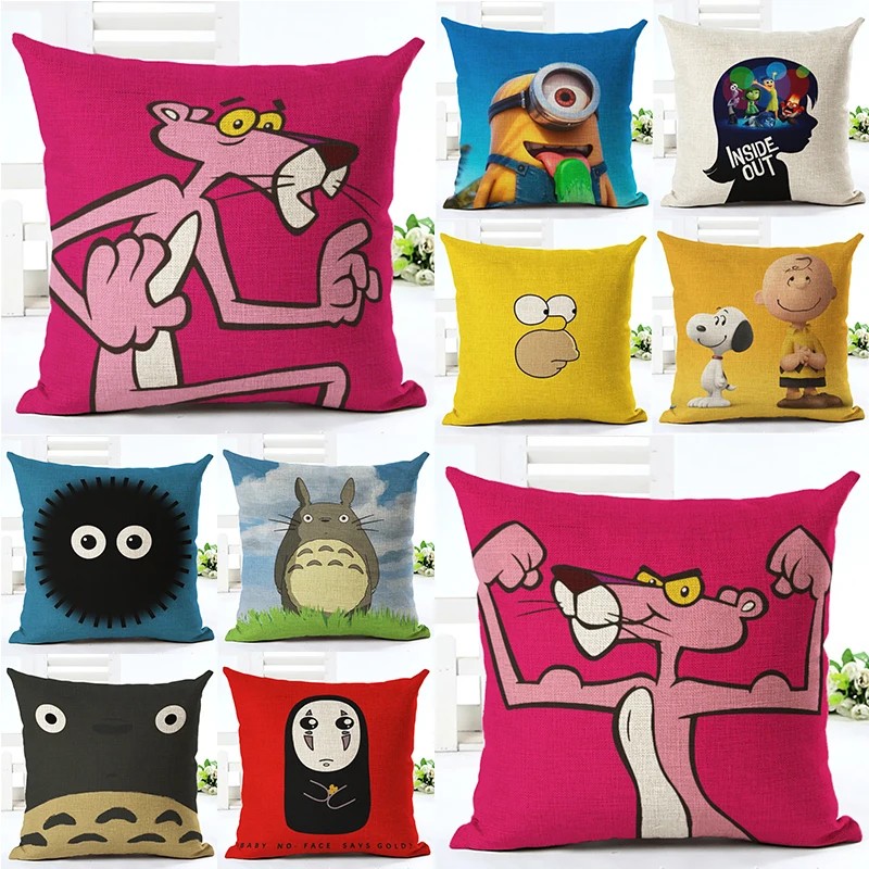 

Cartoon Animals Printed Pink Tiger Cushion Cover 45x45cm Yellow Throw Pillow Covers Lovely Ball Cushions Home Decor Pillowcases
