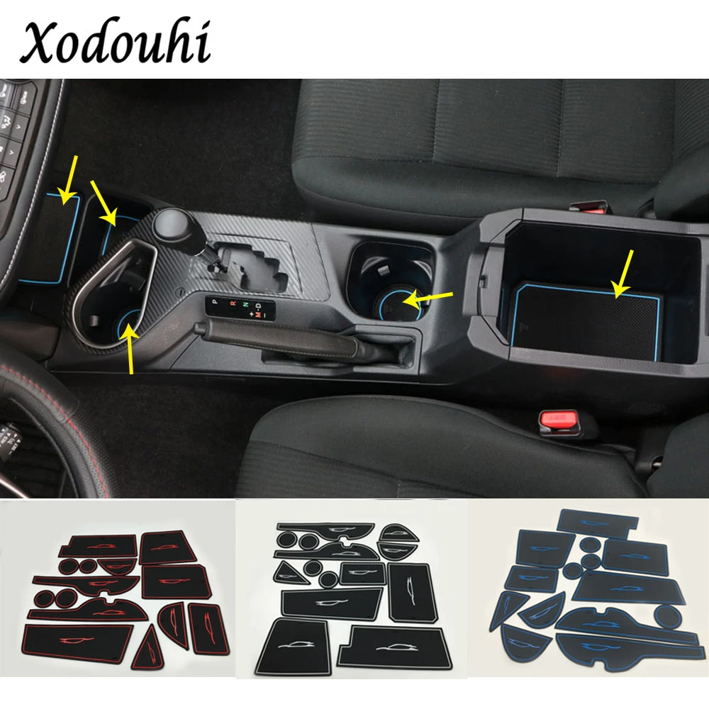 

For Toyota RAV4 2016 2017 2018 car Groove Gate Slot Armrest Storage Rubber non-slip mats mat inner door stick pad/cup 14pcs