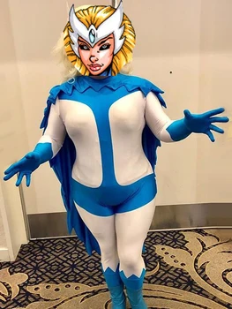 

Free Shipping DHL Adult Marvel Comics Alpha Flight Snowbird Superhero Costume Halloween Blue & White Zentai Suit Cosplay Costume