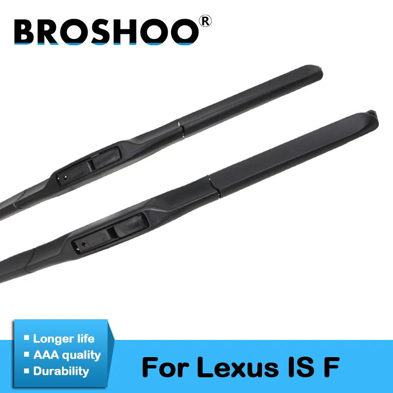 

BROSHOO Auto Windscreen Wiper Blades Natural Rubber For Lexus IS F,2008 2009 2010 2011 2012 2013 2014 Fit Standard Hook Arm