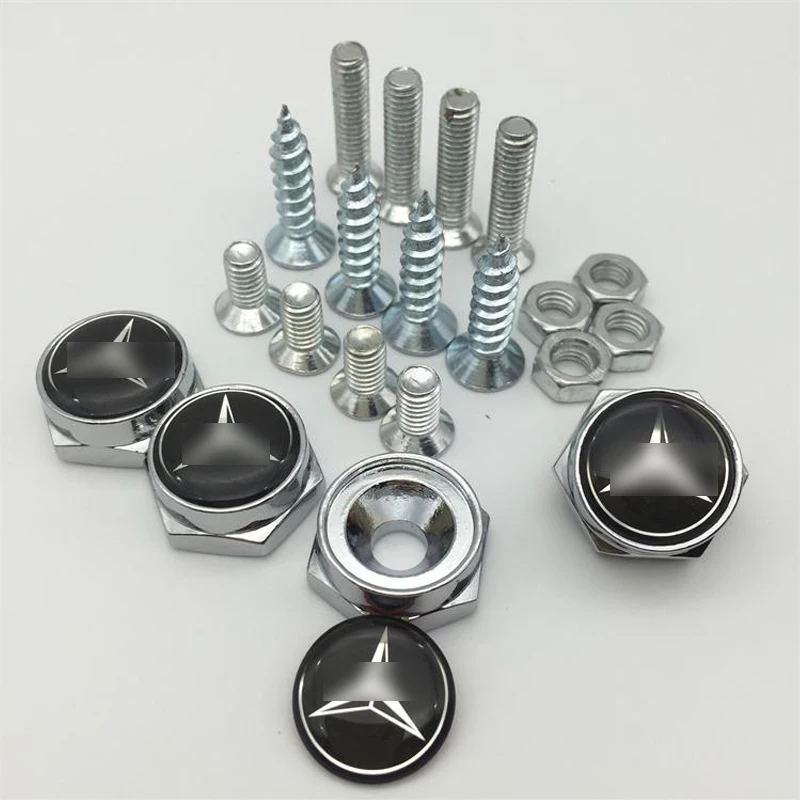 

4PCS New Car Stickers Customized License Plate Bolts Screws For Mercedes Benz Models Metal Alloy Car Accessories