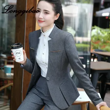 

High quality 2019 spring, autumn and winter long-sleeved formal professional suit dress interview sales OL overalls two-piece
