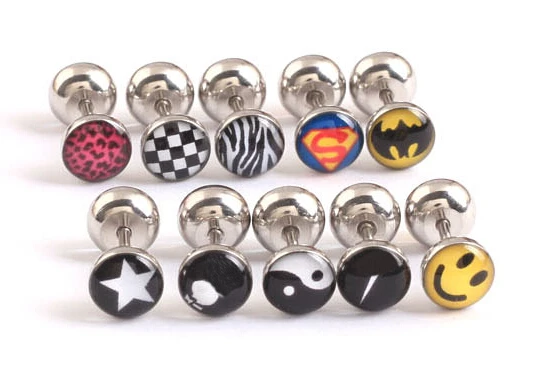 10pcs stainless steel screw ear stud earrings women men fake piercing expander plugs tunnels body pircing jewelry brincos | Украшения и