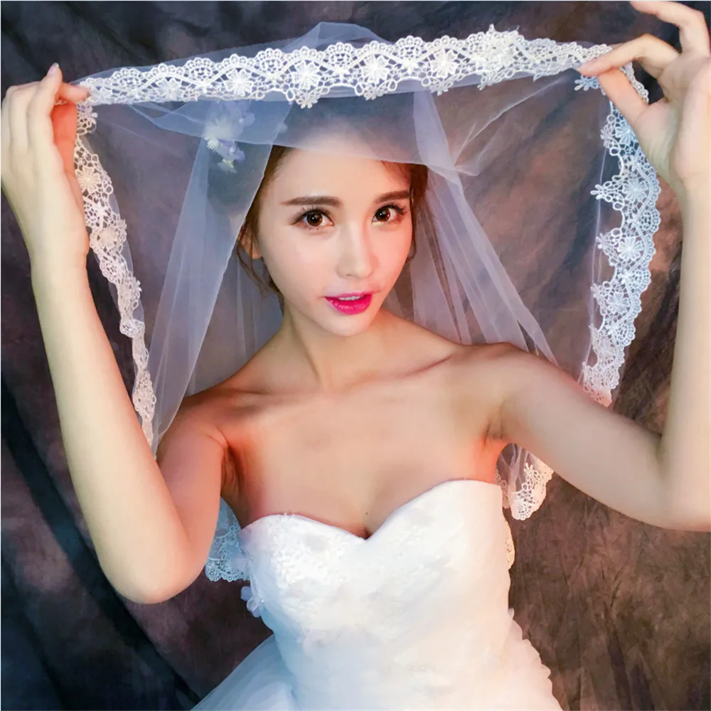 

Ivory/White Wedding Veil Voile Mariage Lace Bridal Veil Veu De Noiva Gorgeous Elegant Cheap Wedding Accessories