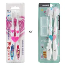 2X Ультрамягкая зубная щетка для выпрямления волос гигиена полости рта, способный преодолевать Броды для взрослых с рисунками "влюбленные пары""