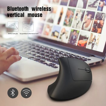 

Wireless Mouse for Bluetooth 3.0 Vertical Battery Powered Laptop Desktop Computer Portable Mice Black /Gray