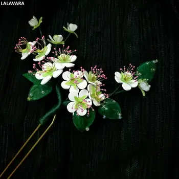 

LALAVARA wedding Bridal hair accessories resin roses combs blooms stick hairpins
