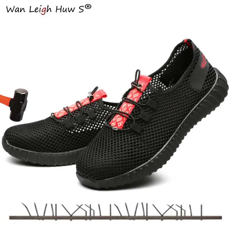 

Men Steel Toe Work Safety Shoes Lightweight Breathable Industrial Construction Anti-smash Work Boots for Men plus Size 36-45