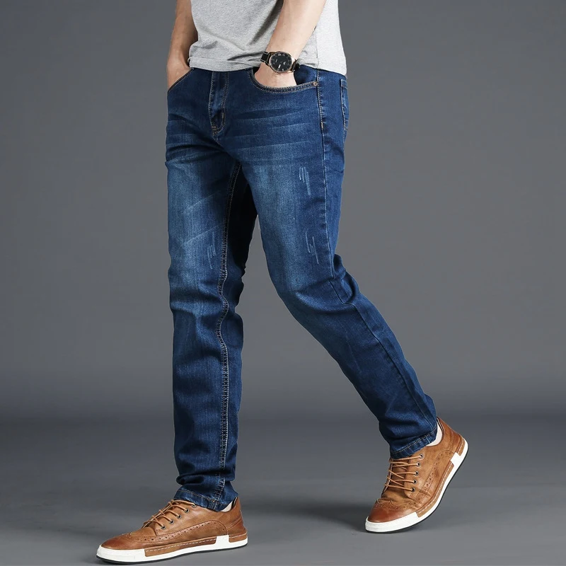 Spring jeans men's stretch blue men's high waist 130kg plus size XL oversized people slim long pants 48 46 44 42 40 38 36 Spring jeans men's stretch blue men's high waist 130kg plus size XL oversized people slim long pants 48 46 44 42 40 38 36