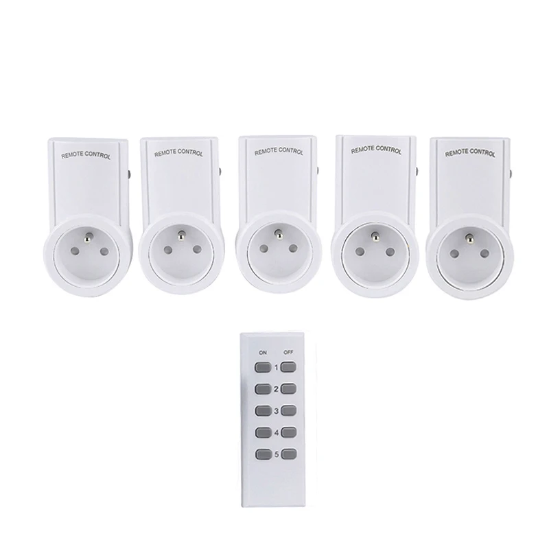 

ESPLENTY Smart Socket Remote Control Wireless Outlet France Plug (5 Socket+1 Remote)