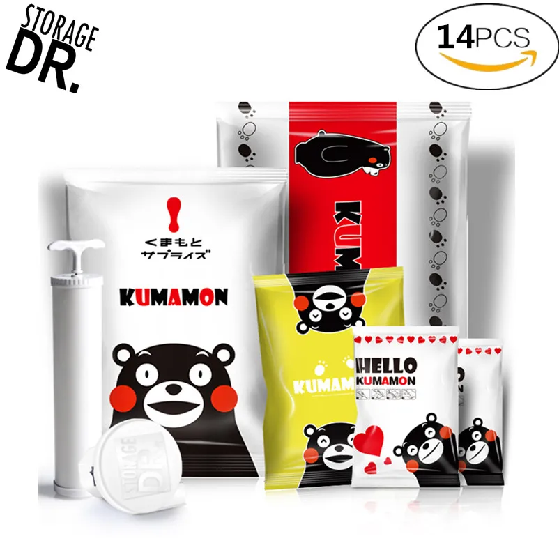 

DR.STORAGE 14pcs Vacuum Bags for Clothes with Pump Toy Storage Bag Luggage Travel Bags Space Saver Bag Save Wardrobe Space