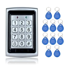 Free shipping 125KHz Waterproof RFID Access Control Metal keypad+10 Key Fobs for Door security System Electric digital locks