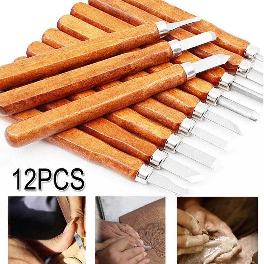 

Super PDR 12 Pcs/Set Wood Carving Chisel Set Cutter Engraving Craft Knives Engraving Chisel Hand Tools Woodworking Cutting Knife