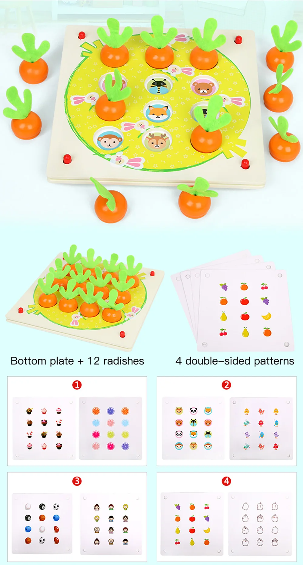 Kid Early Educational Toys Baby Hand Grasp Wooden Puzzle Child Memory Training Matching Pair Game Teaching Learning Toy Gifts