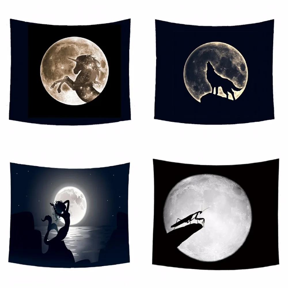CAMMITEVER Unicorn Wolf Mermaid Mysterious Tapestry Digital Printing Wall Hanging Bedspread Yoga Mat Shawl Home Dorm Decoration