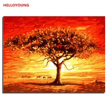 HELLOYOUNG ручная роспись маслом Красное дерево цифровая живопись по номерам Масляные картины китайские картины-свитки домашний декор