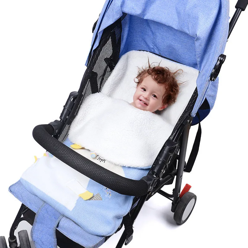Детская коляска, спальный мешок для сиденья автомобиля с принтом единорога, толстая тележка, теплый Конверт для новорожденных, флисовый мешок для ног, детская складная прогулочная коляска