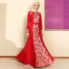 Heißer 2017 Formale Saudi-arabien Red Muslimische Abendkleider Mit Langen Ärmeln Vestidos Para Festa Modische Abendkleid Partei-kleid