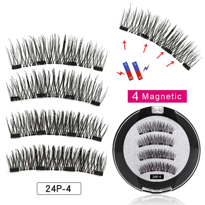 

4 Magnetic Eyelashes Extension Natural False Eyelash 4 magnets Reusable 3D Magnetic Handmade Fake Eye Lashes Makeup Tools