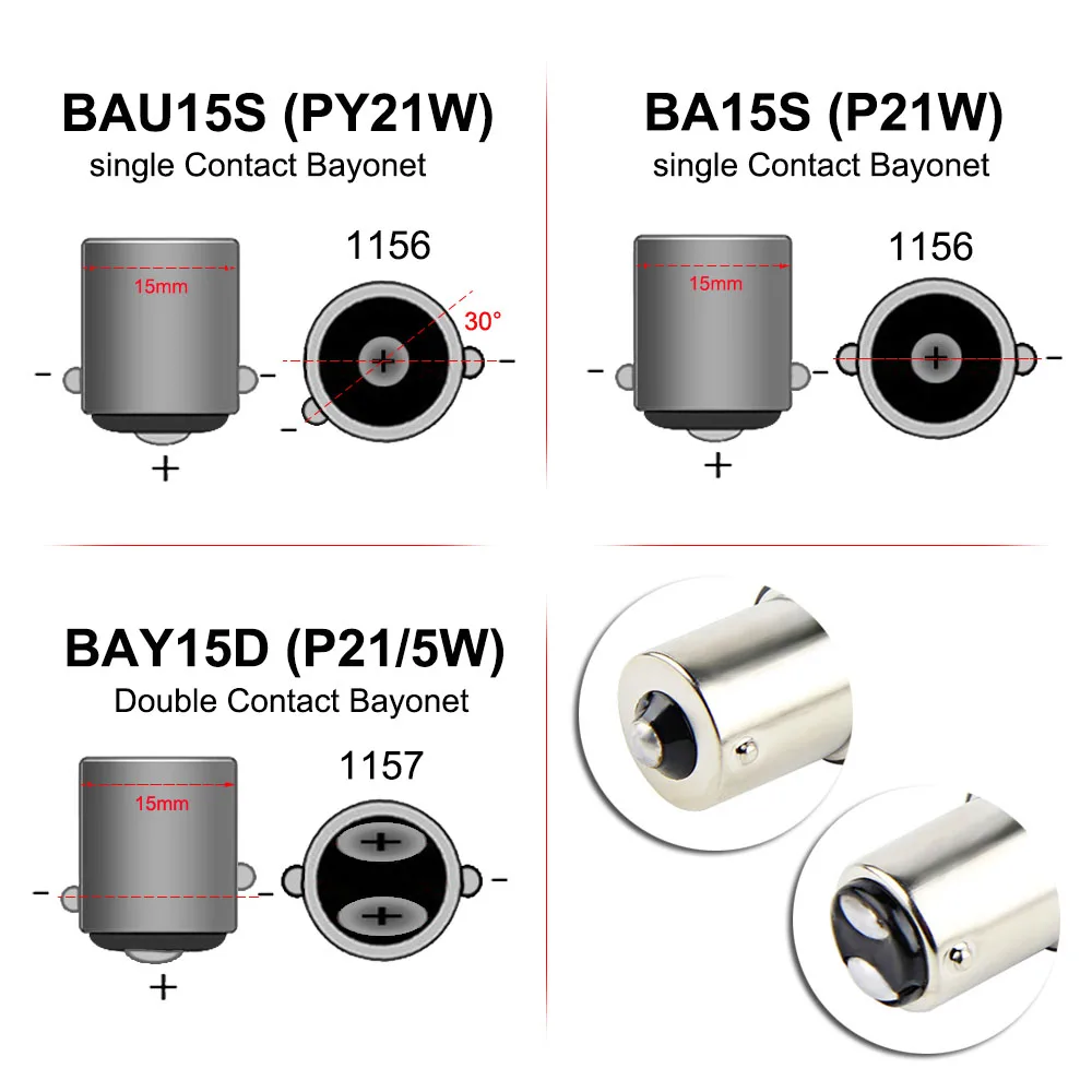 1156 BA15S 1157 BAY15D BAU15S Автомобильный светодиодный светильник с нитью накаливания 3030