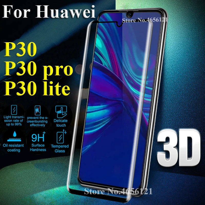 3D protective glass on for huawei p30 lite pro tempered glas p 30 light p30lite p30pro huawie huawey 30lite 30pro 30p protector | Мобильные