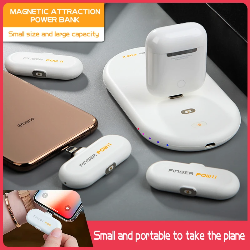 1100 mAh внешний аккумулятор для iPhone/Micro USB/Type C Магнитный USB кабель передачи данных