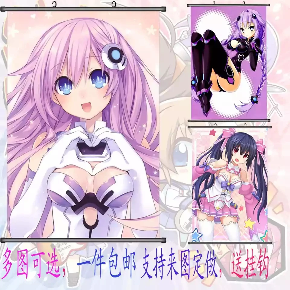 Hyperdimension Neptunia 60X90 см мультфильм настенные картины свитки плакат с героями аниме HD рисование на ткани стикер на стену украшение дома