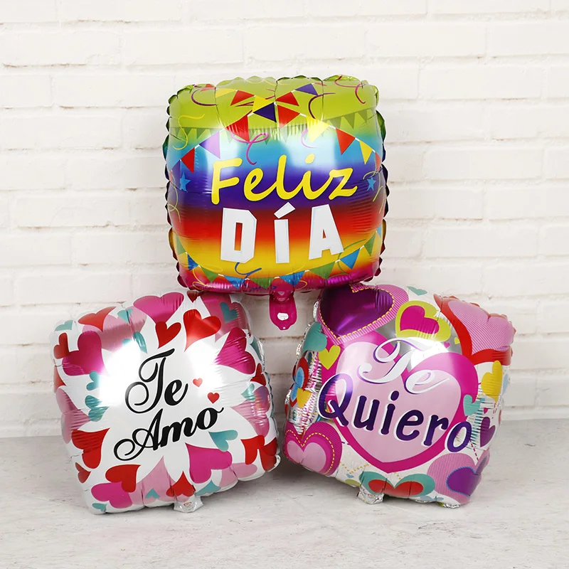 

1PC 18inch Spanish Feliz dia helium foil balloons Mother wedding birthday party decorations square Shape Love Globos Mama Balaos