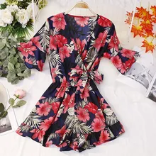 Deep V Neck Summer Bodysuits Women Green Leaves Print Beach Playsuit Sashes Female Short Overalls Boho Jumpsuit Deep V Neck Summer Bodysuits Women Green Leaves Print Beach Playsuit Sashes Female Short Overalls Boho Jumpsuit