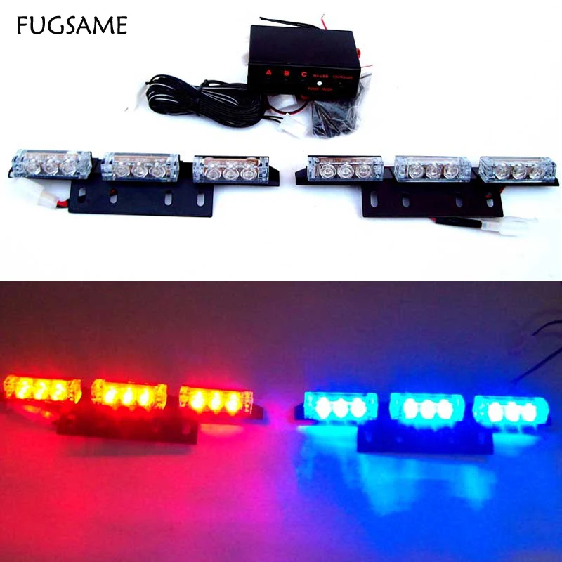 

FREE SHIPPING 2*9 18LED Car Flash Strobe Light Waterproof RED BLUE 3 FLASHING MODE
