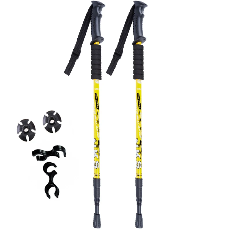 2Pcs/lot Anti Shock Nordic Walking Sticks Telescopic Trekking Hiking Poles Ultralight Walking Canes With Rubber Tips Protectors 19