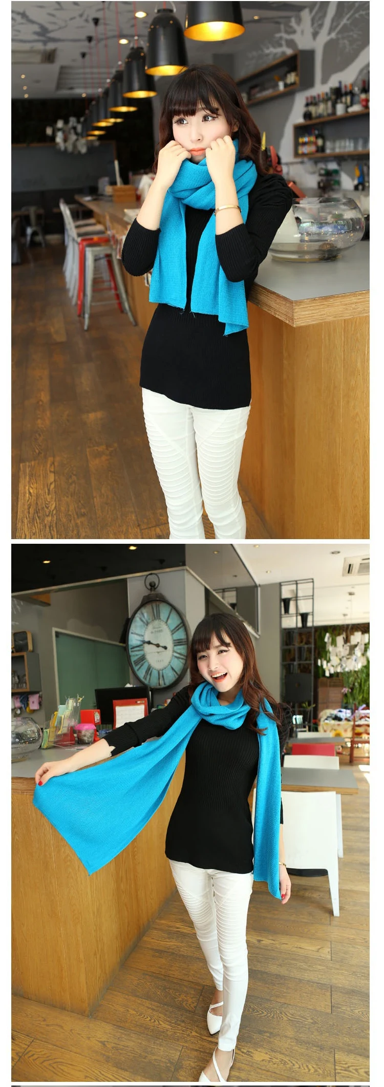 Mingjiebihuo модный вязаный осенне-зимний корейский женский теплый милый шарф для диких девушек, свежий однотонный шерстяной унисекс шарф для влюбленных