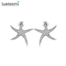 LUOTEEMI New Fashion Stock Arrival Luxury Full Sparkling Cubic Zirconia Micro Paved Star Starfish Stud Earrings