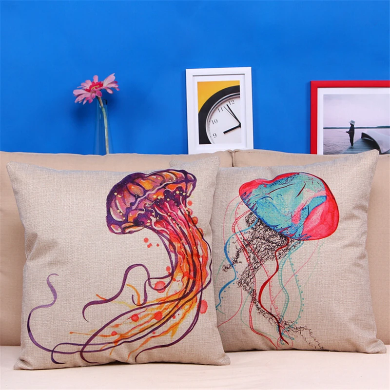 

Medusa Jellyfish Print Plush Toys Pillow 2 Color available High Quality Linen Cushion Toys