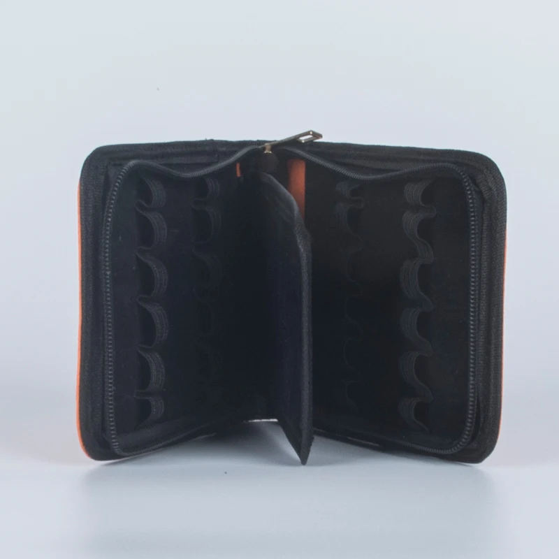 

Fountain Roller Pen Case Holder Orange PU Leather Case for 12 Pens