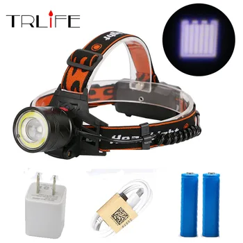 

LED Head Light zoom Headlamp T6+COB Headlight USB Light LED Head Lamp Flashlight Torch for 2*18650 Battery
